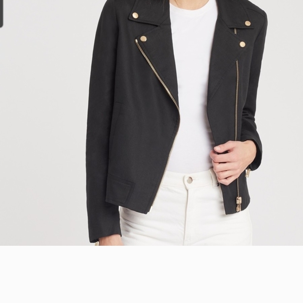 Cuyana Black Linen Moto Jacket XS